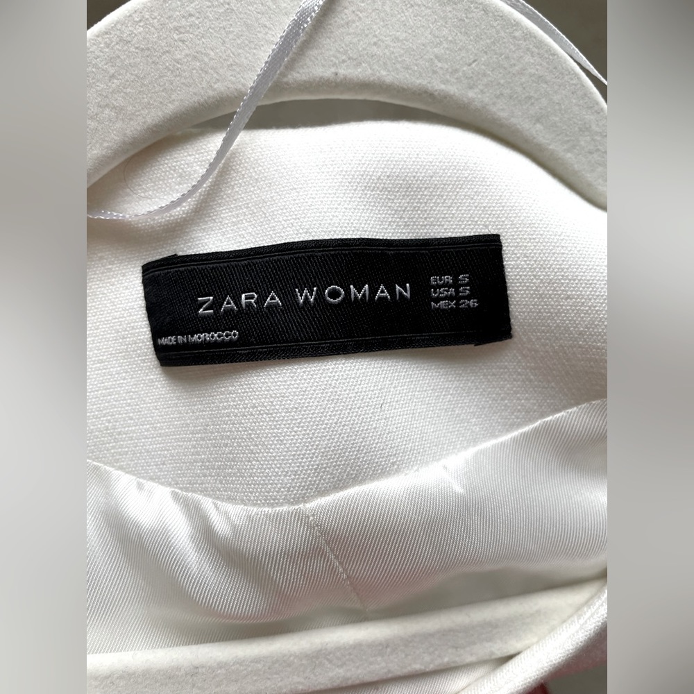 Zara Woman white Bell/frill Sleeve Jacket Coat Ruffle S - Picture 4 of 4